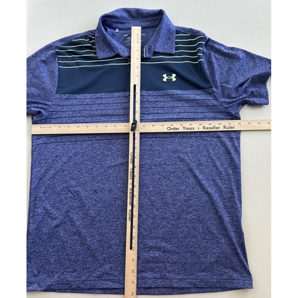 Under Armour Polo Shirt Mens Large Playoff Golf Performance Stripe Loose Fit - Picture 4 of 4